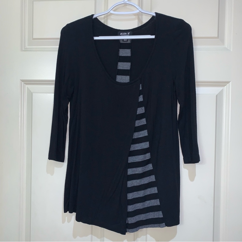 2 FOR $15 Allen B. By Allen Schwartz Black Striped 3/4 Sleeve Top